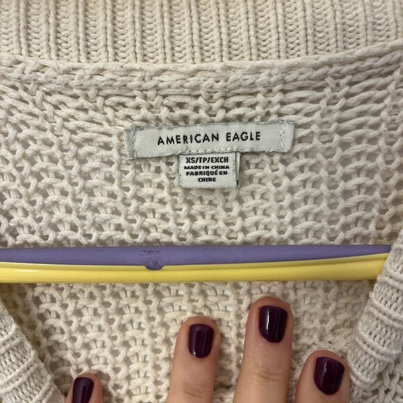 American Eagle Quilted Off-White Sweater Dress - Picture 4 of 6